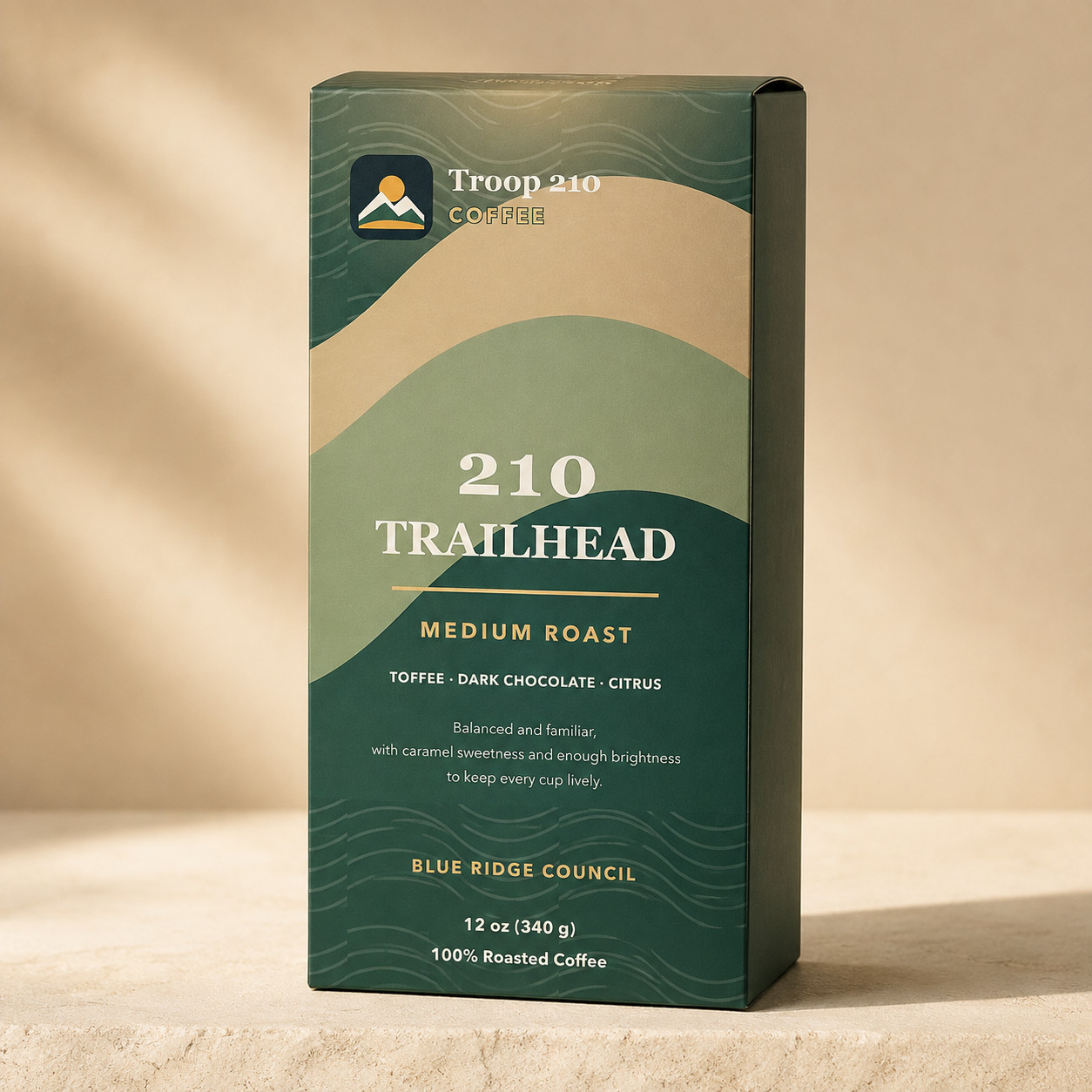 Troop 210 Trailhead medium roast coffee box